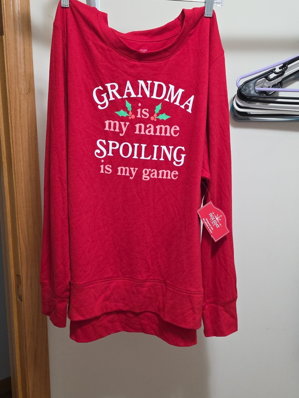 Red 'Grandma is my name, Spoiling is my game' Kids Pajama Top